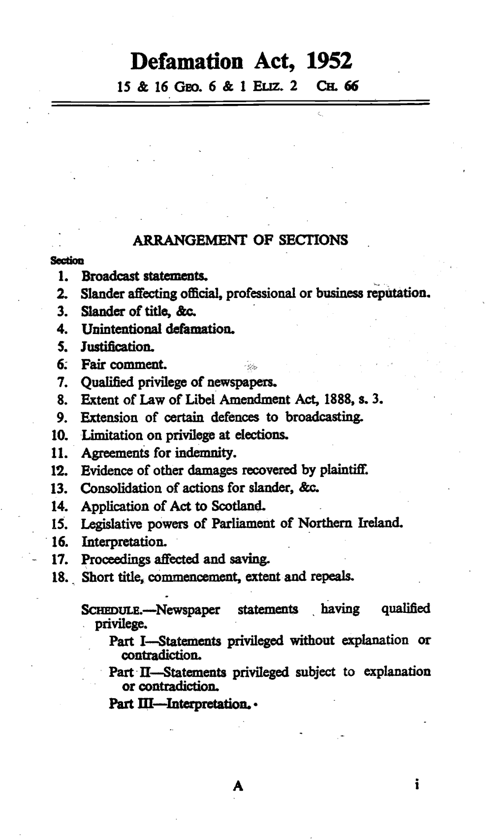 Defamation Act, 1952 15&16GEO.6&1Euz.2 CH