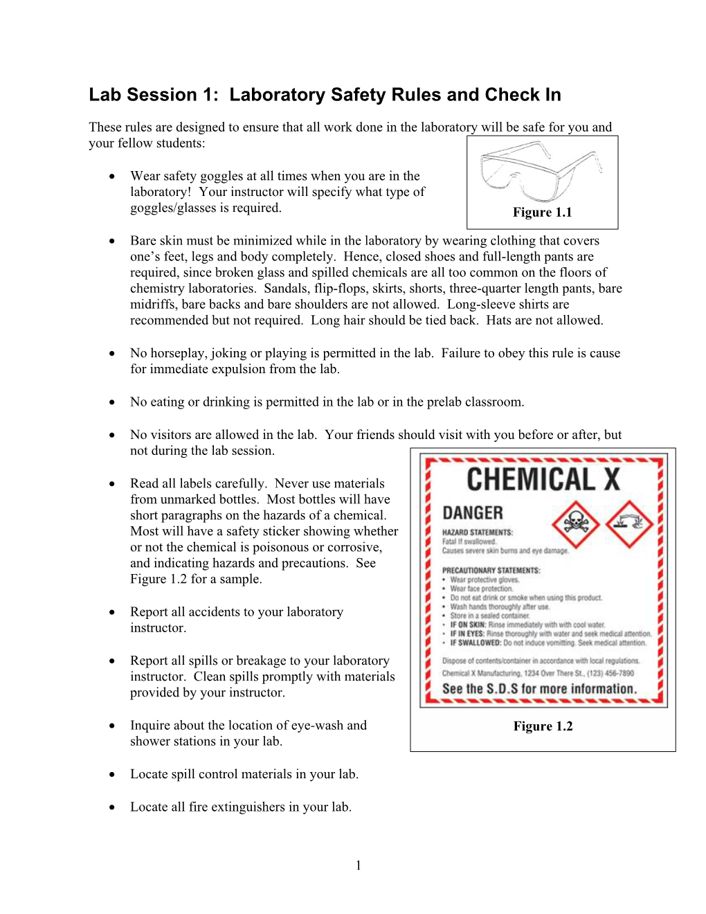 Lab Session 1: Laboratory Safety Rules and Check In