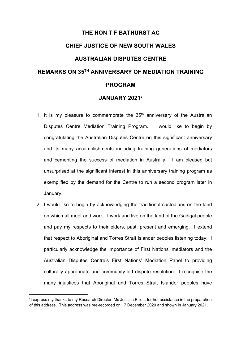 Australian Disputes Centre 35 Th Anniversary of Mediation Training