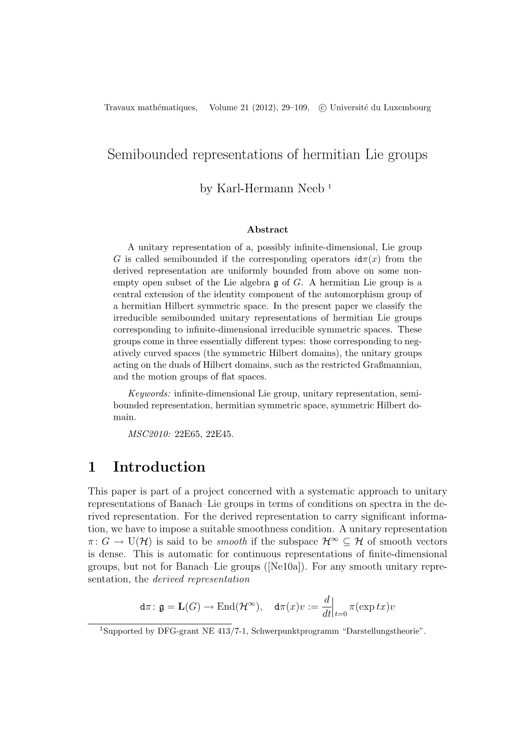 Semibounded Representations of Hermitian Lie Groups