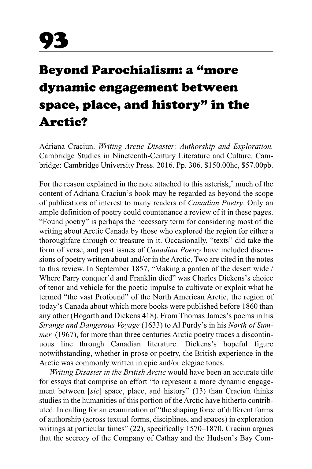 A “More Dynamic Engagement Between Space, Place, and History” in the Arctic?