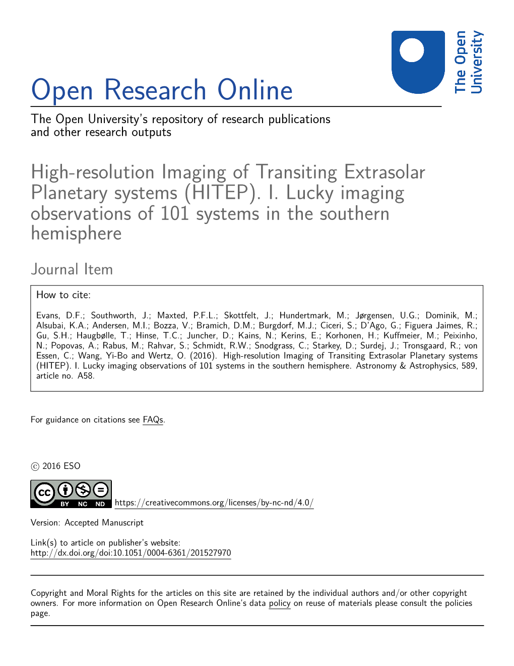 High-Resolution Imaging of Transiting Extrasolar Planetary Systems (HITEP)