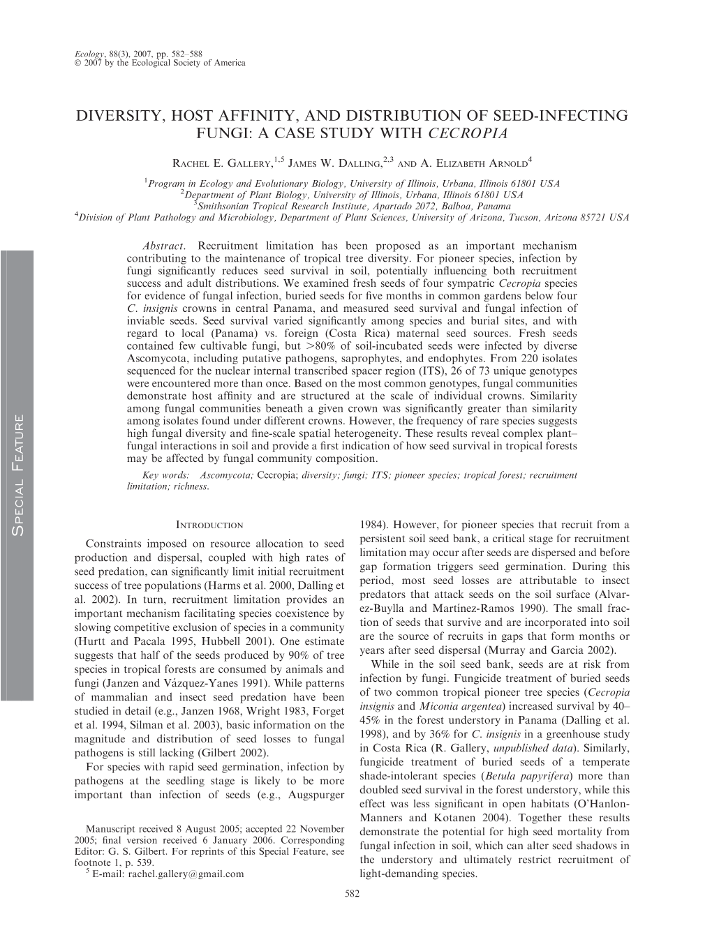 Diversity, Host Affinity, and Distribution of Seed-Infecting Fungi: a Case Study with Cecropia