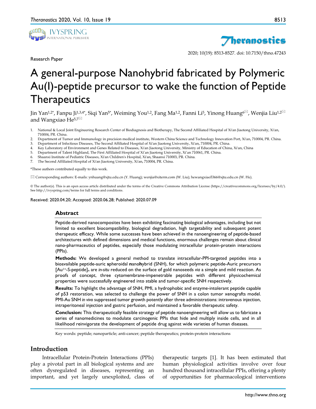 Theranostics a General-Purpose Nanohybrid Fabricated by Polymeric