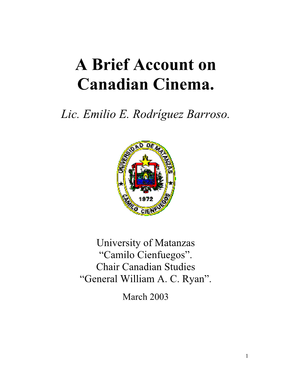 A Brief Account on Canadian Cinema