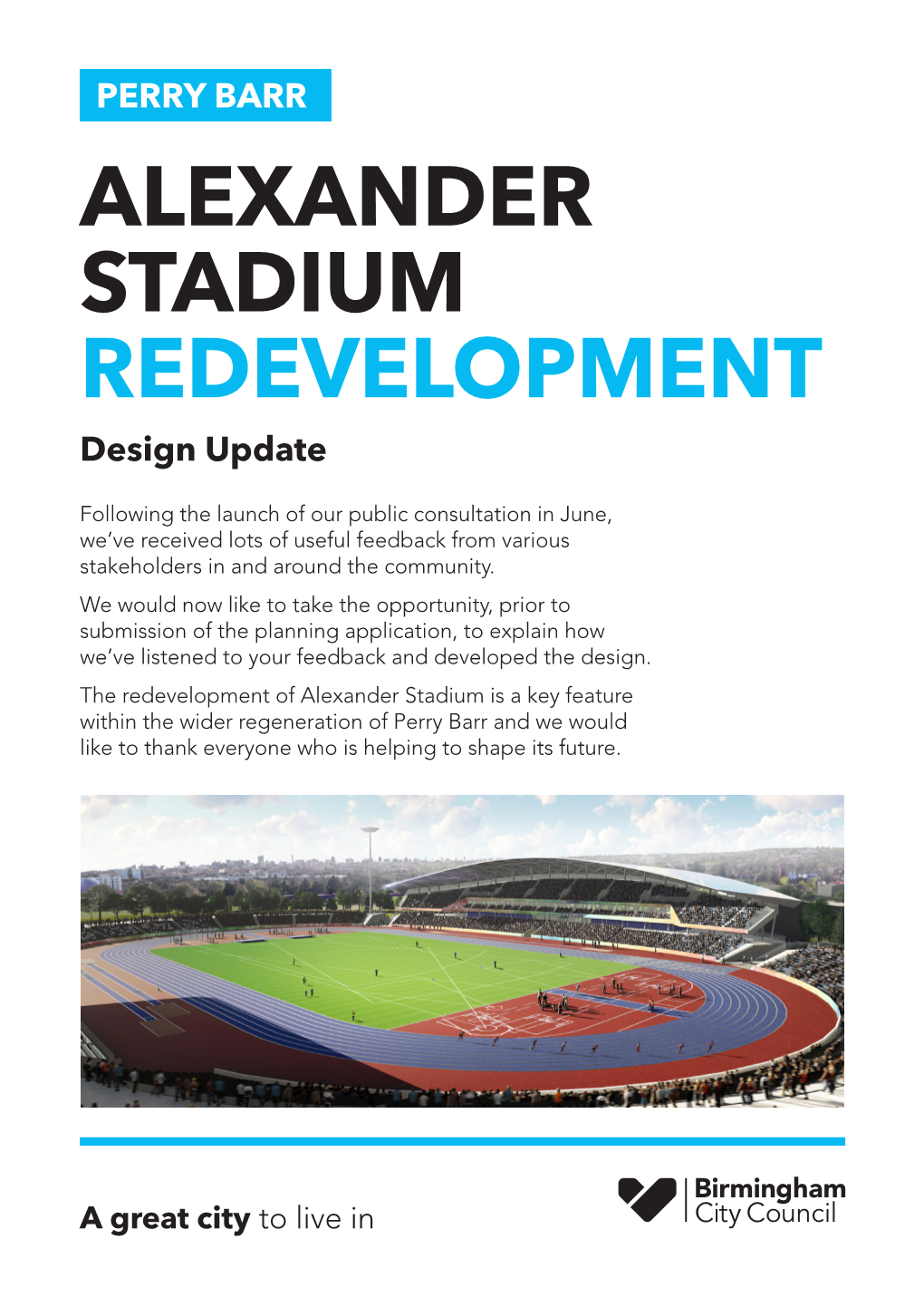 ALEXANDER STADIUM REDEVELOPMENT Design Update