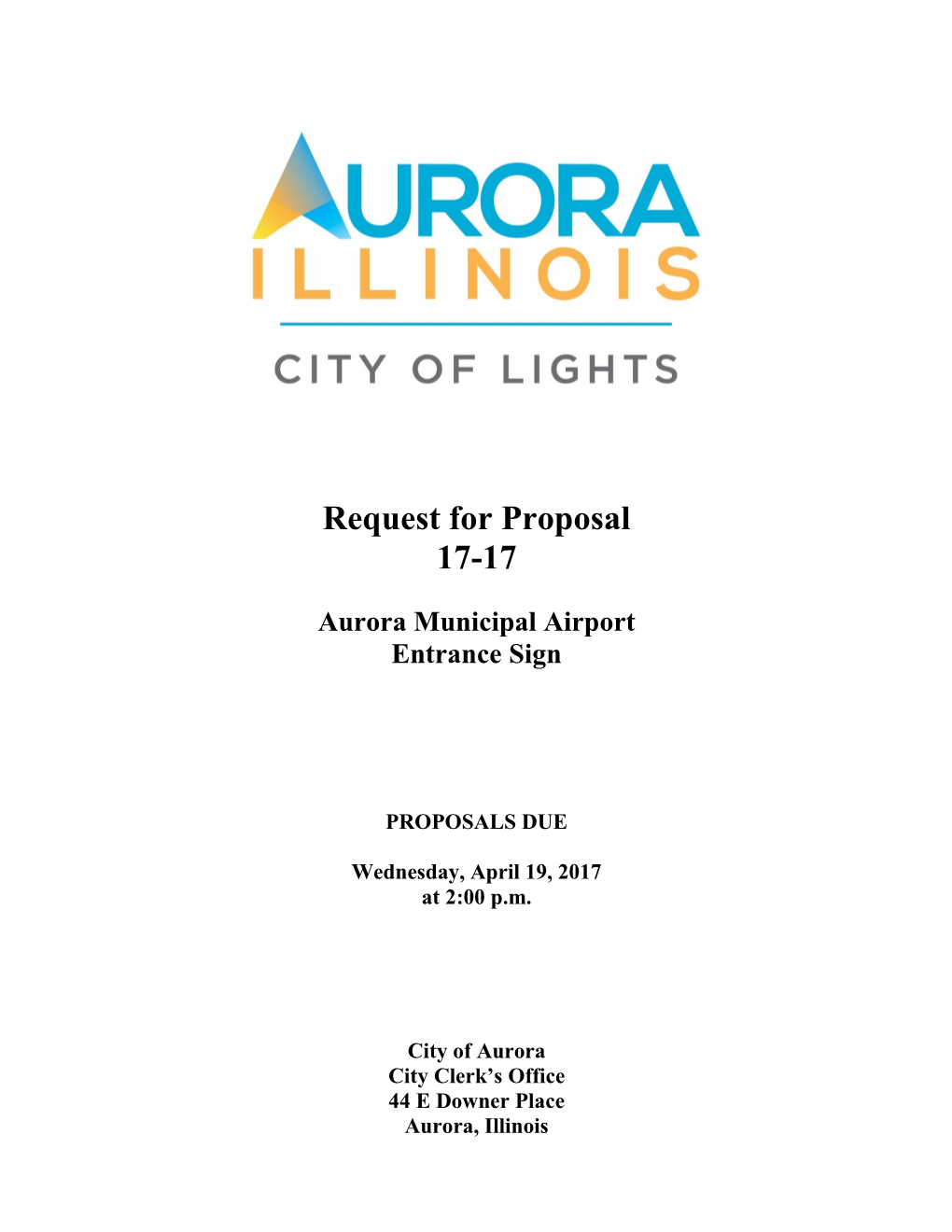 Request for Proposal 17-17 Aurora Municipal Airport Entrance Sign