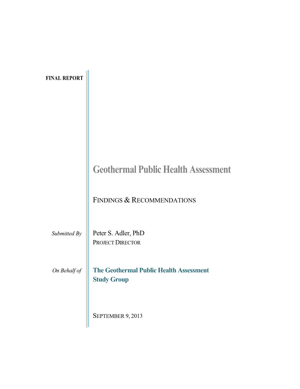 Geothermal Public Health Assessment