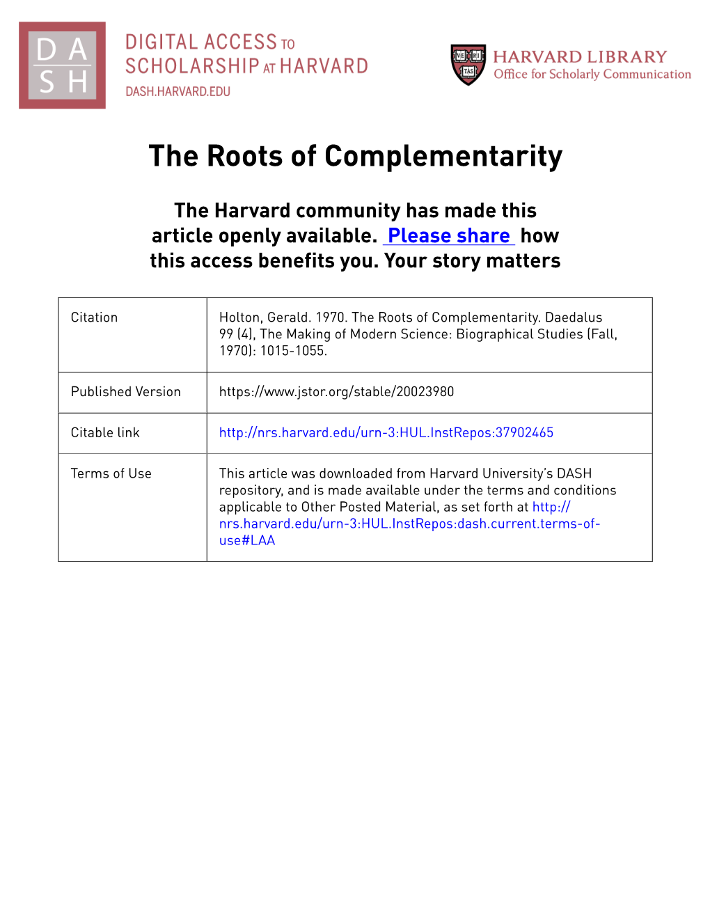 The Roots of Complementarity