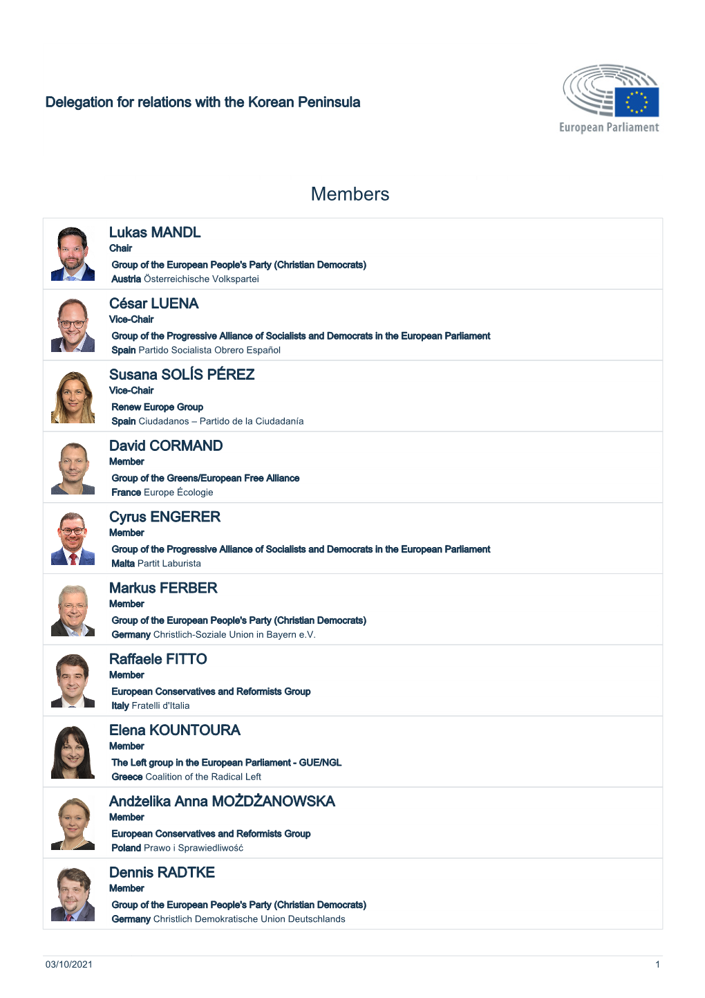 List of Members