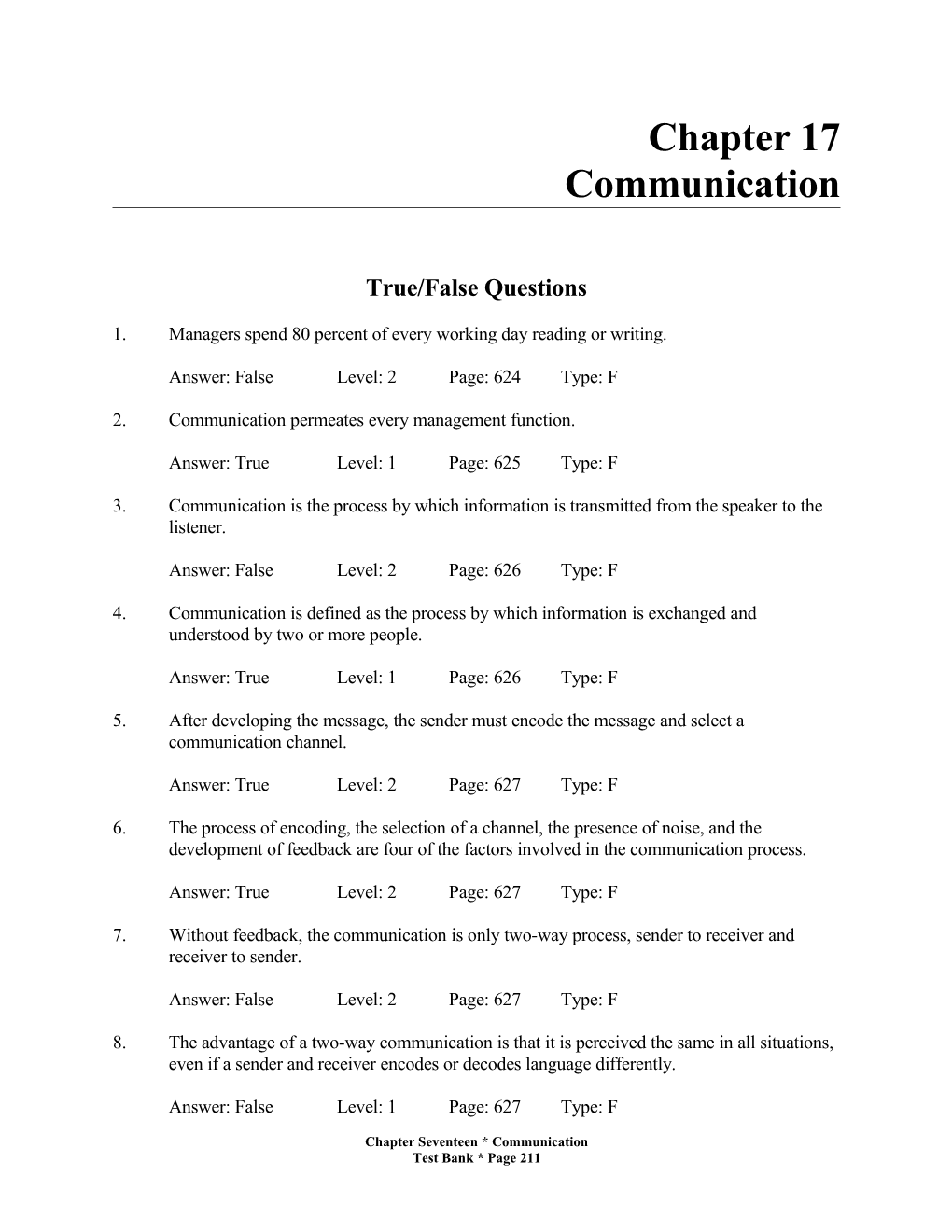 True/False Questions