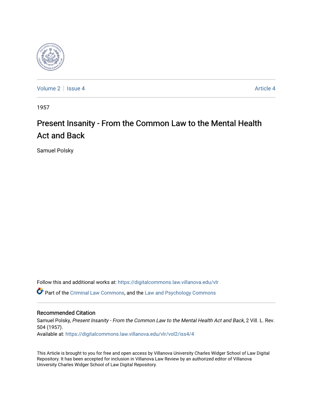 From the Common Law to the Mental Health Act and Back