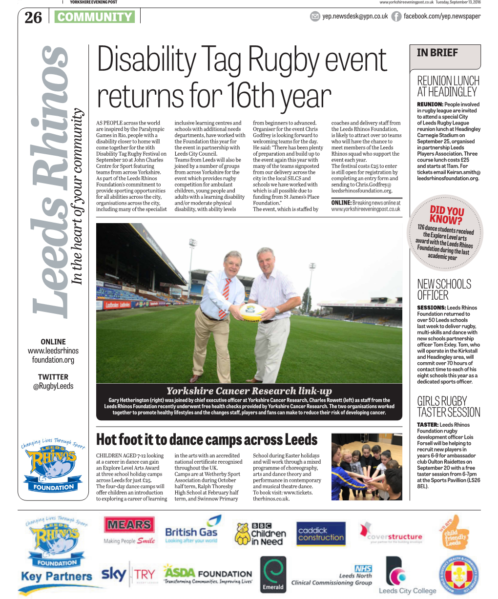 Disability Tag Rugby Event Returns for 16Th Year