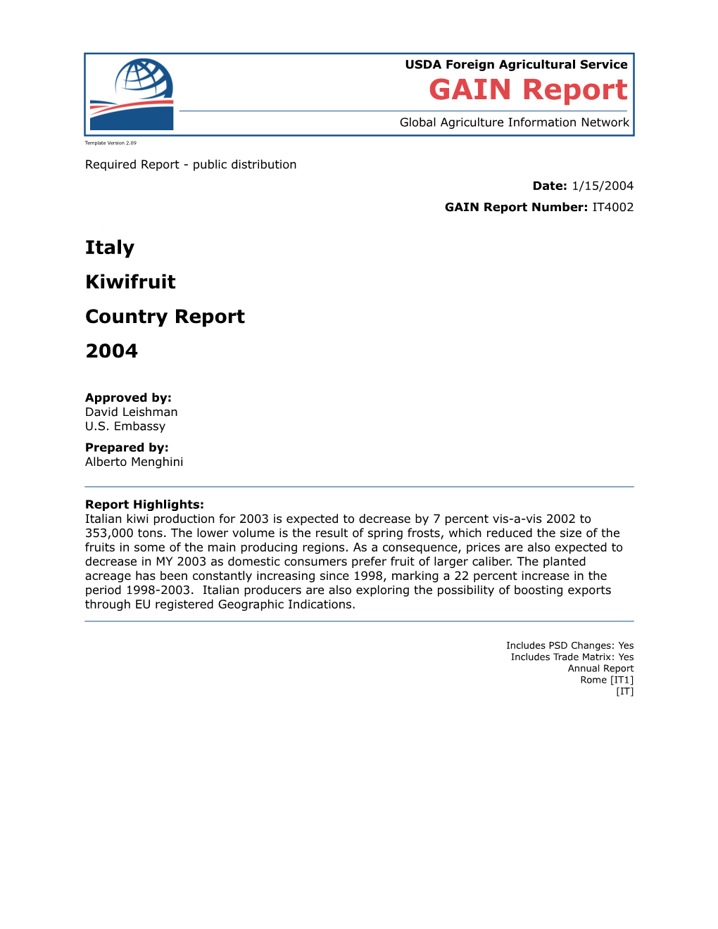 Required Report - Public Distribution s93