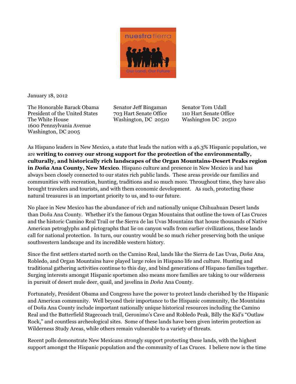 Hispano Leaders' Letter of Support