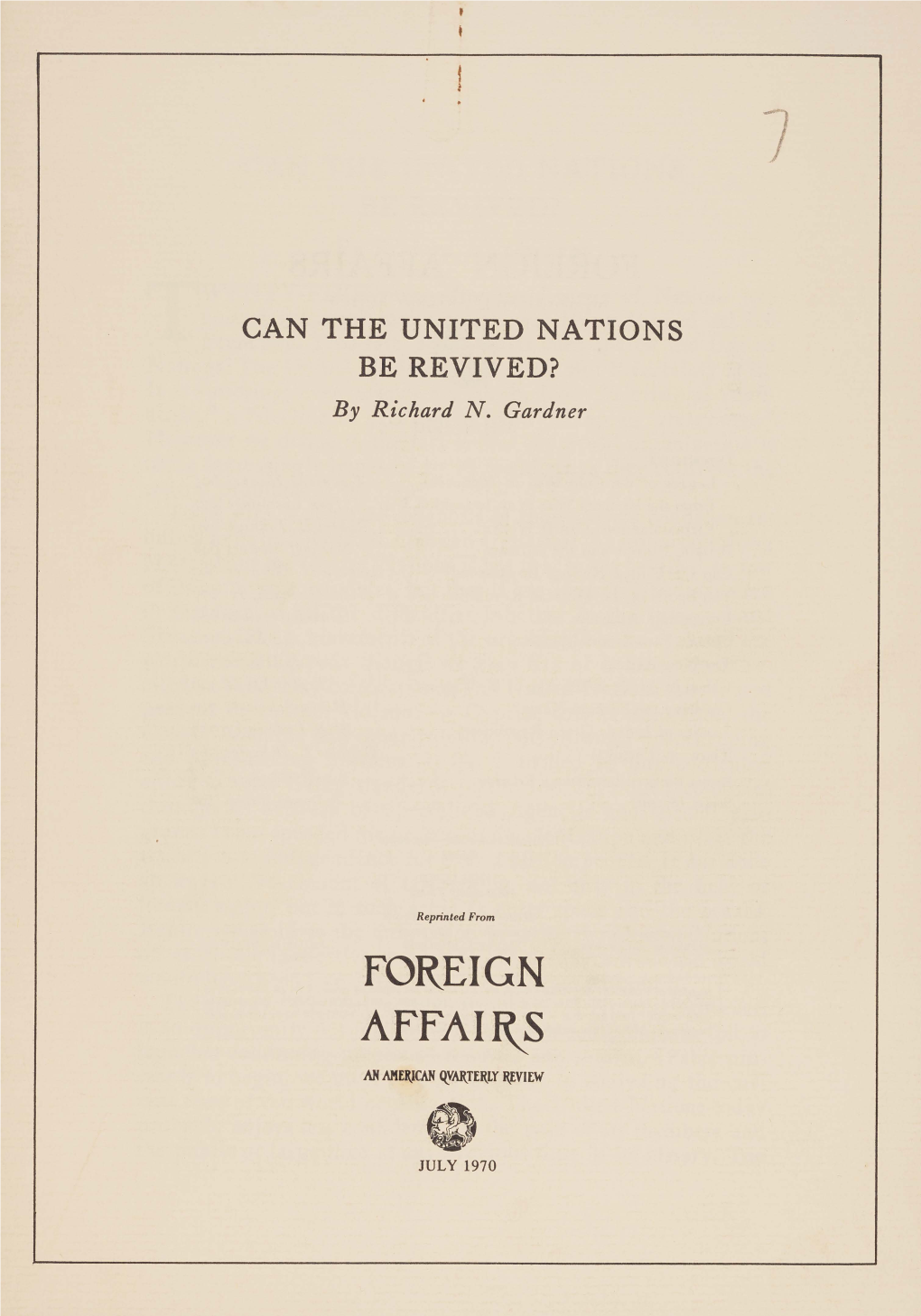 Foreign Affairs an American Quarterly Review