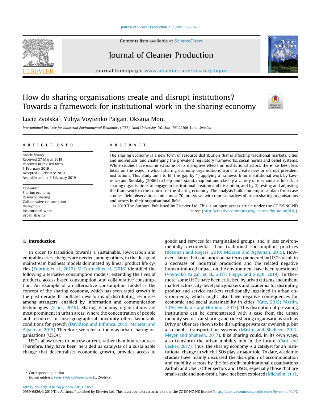 Towards a Framework for Institutional Work in the Sharing Economy