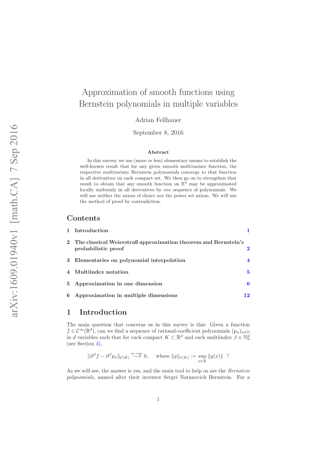 Approximation of Smooth Functions Using Bernstein Polynomials