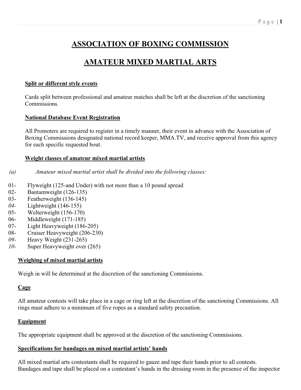 Amateur MMA Rules