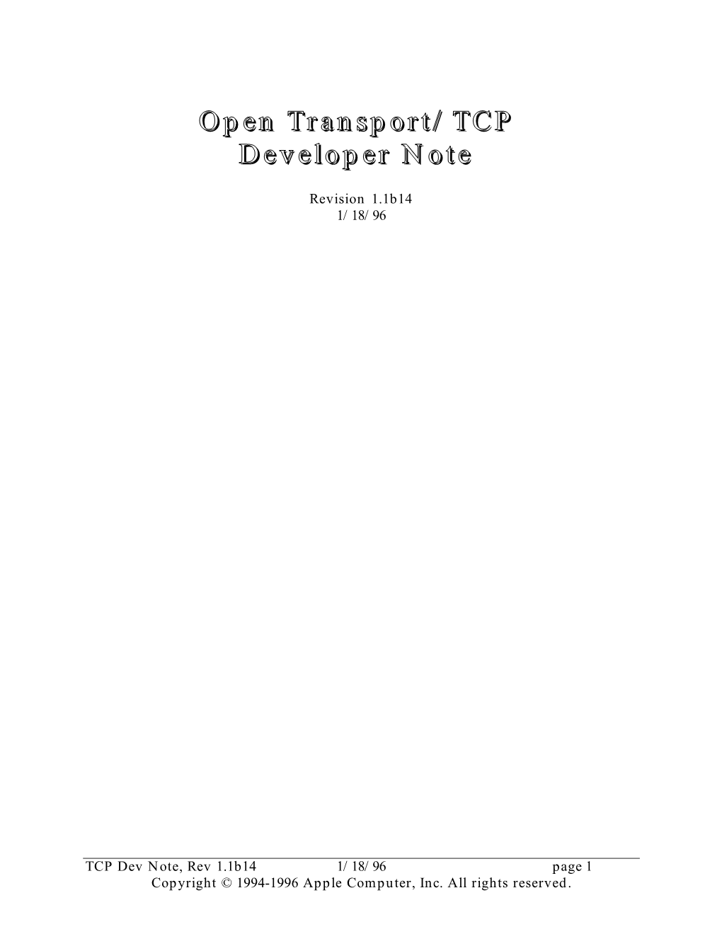 Open Transport/TCP Developer Note