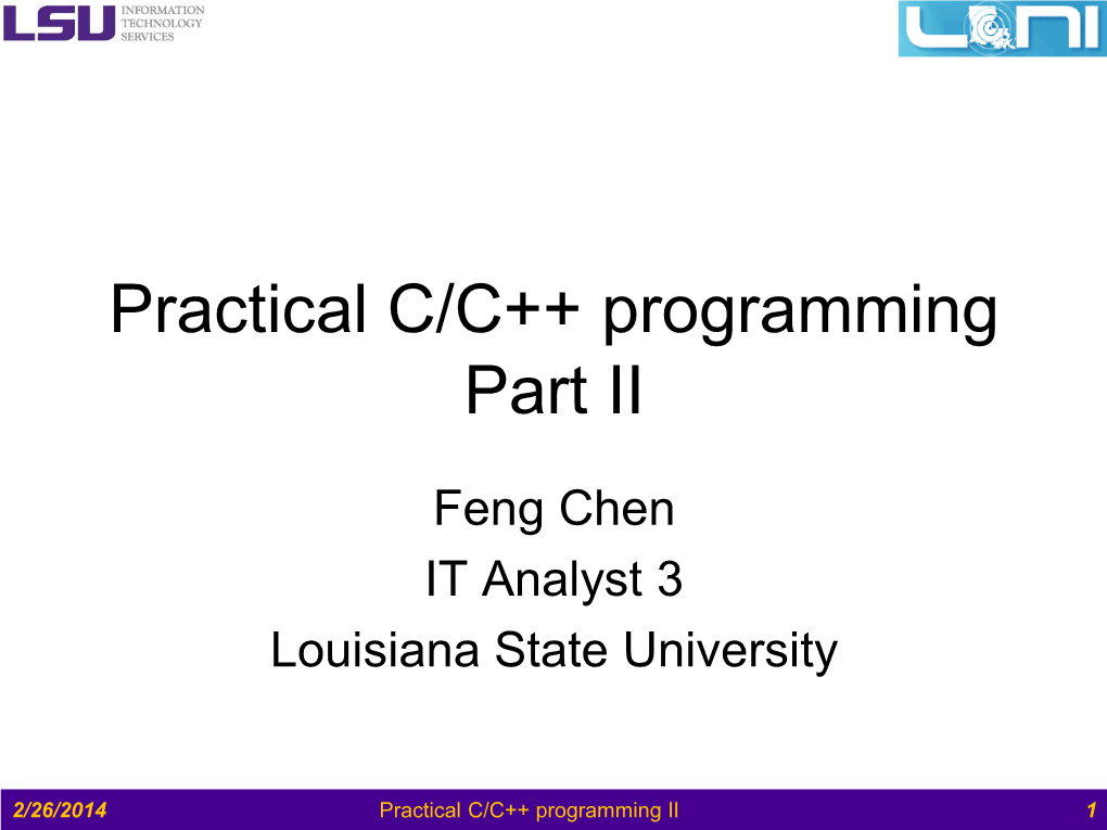 Practical C/C++ Programming Part II