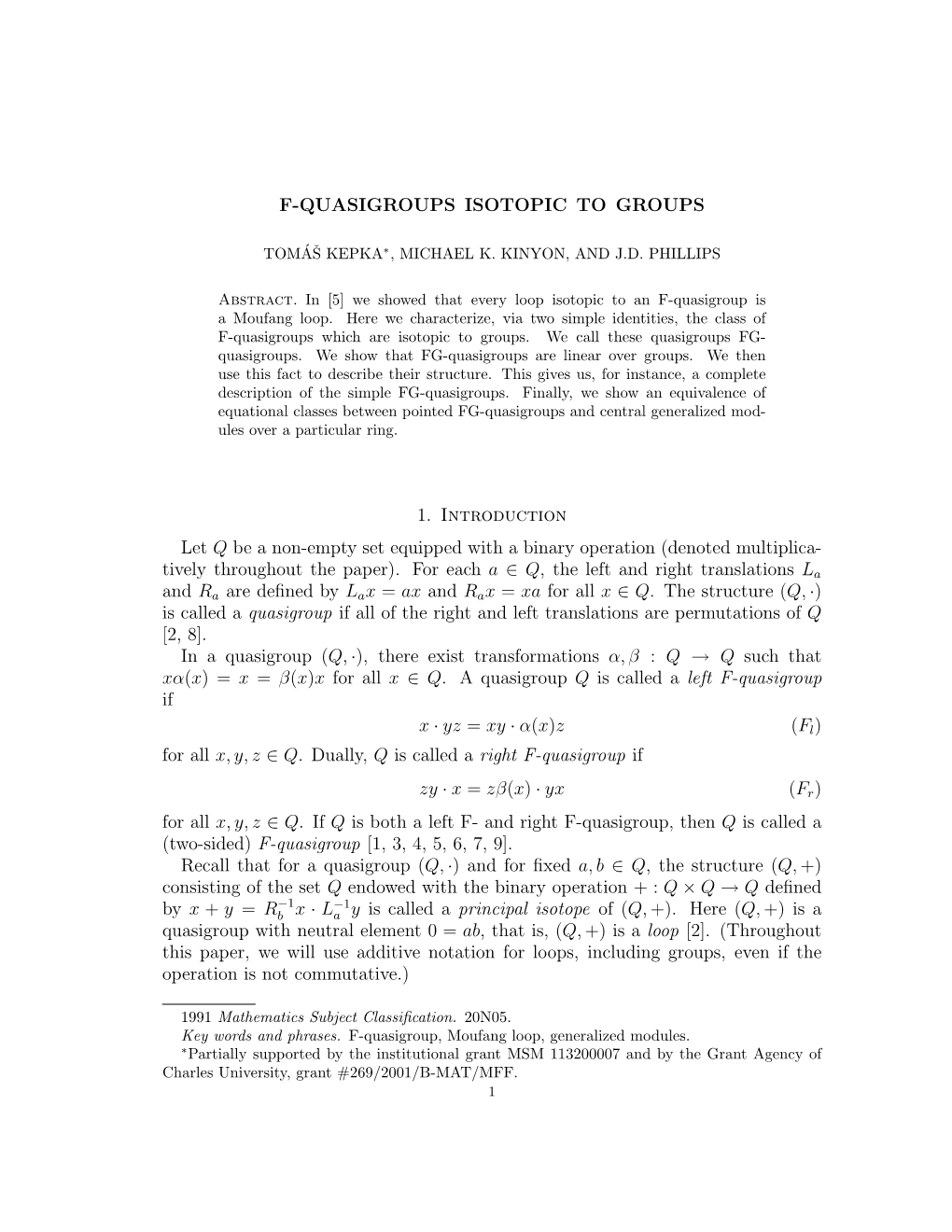 F-Quasigroups Isotopic to Groups