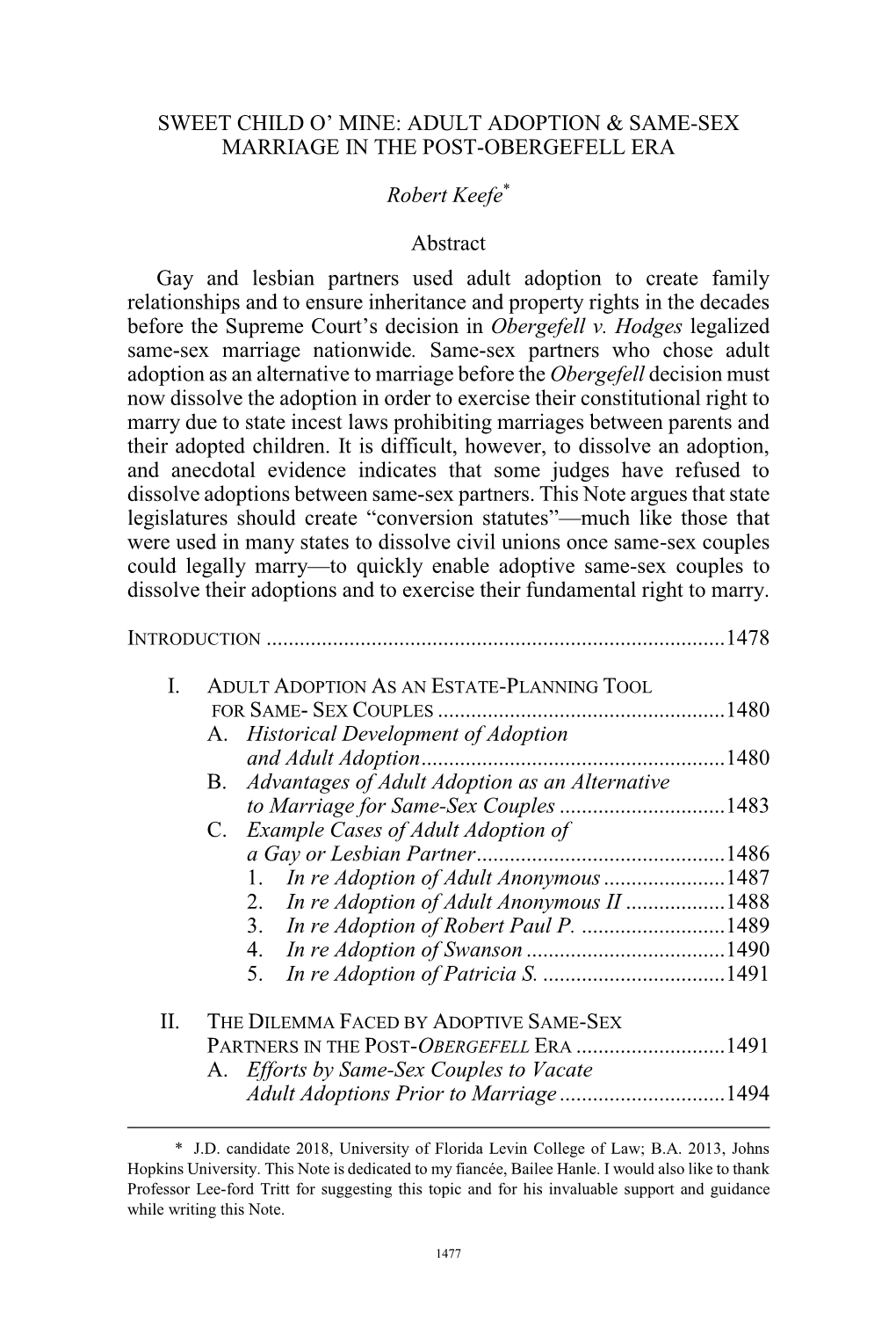 Sweet Child O' Mine: Adult Adoption & Same-Sex