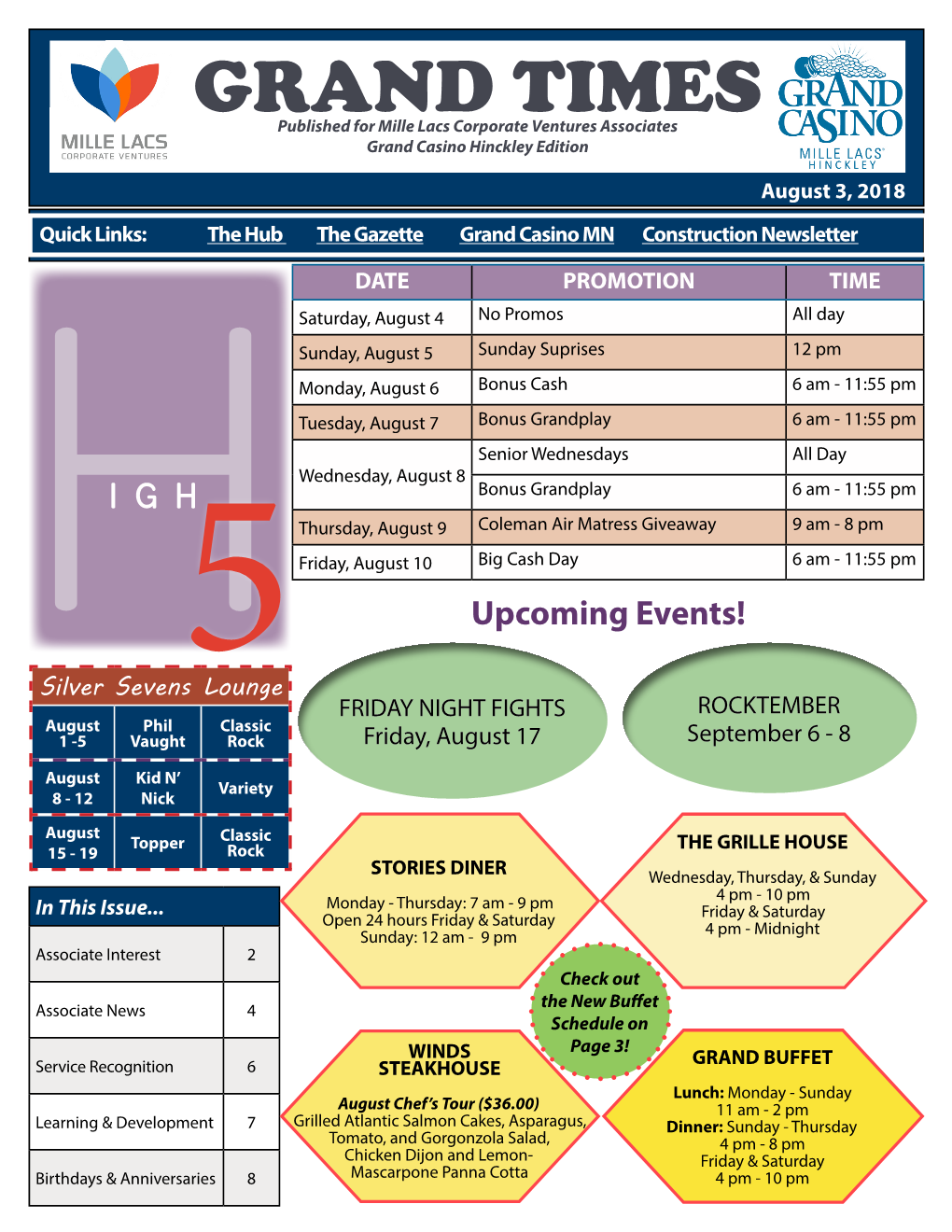 GRAND TIMES Published for Mille Lacs Corporate Ventures Associates Grand Casino Hinckley Edition