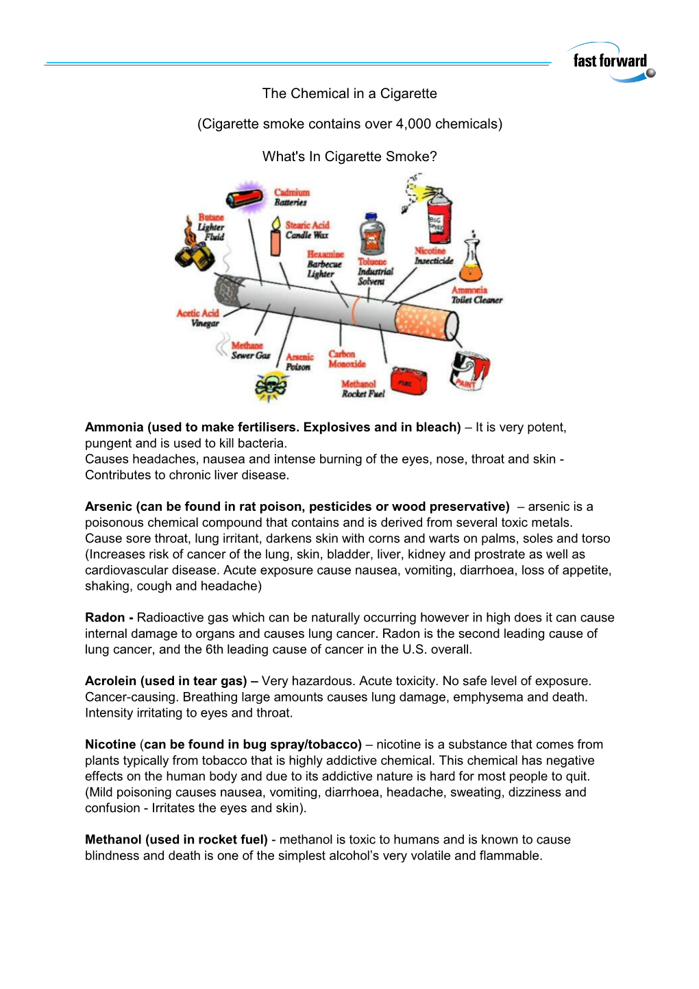 Cigarette Smoke Contains Over 4000 Chemicals