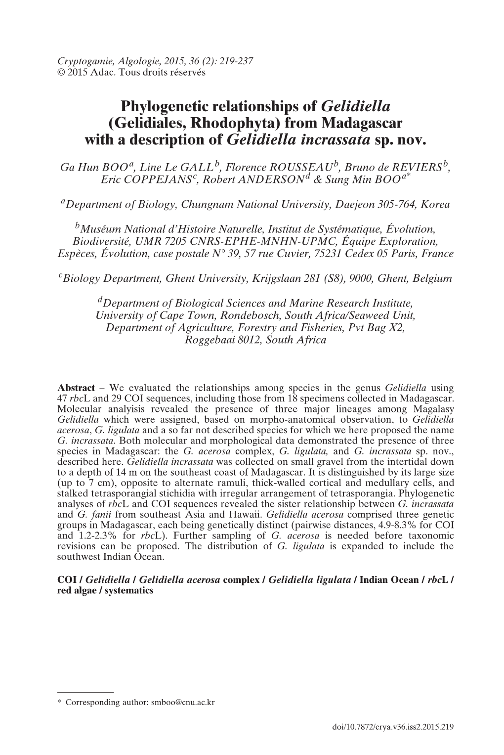 From Madagascar with a Description of Gelidiella Incrassata Sp. Nov