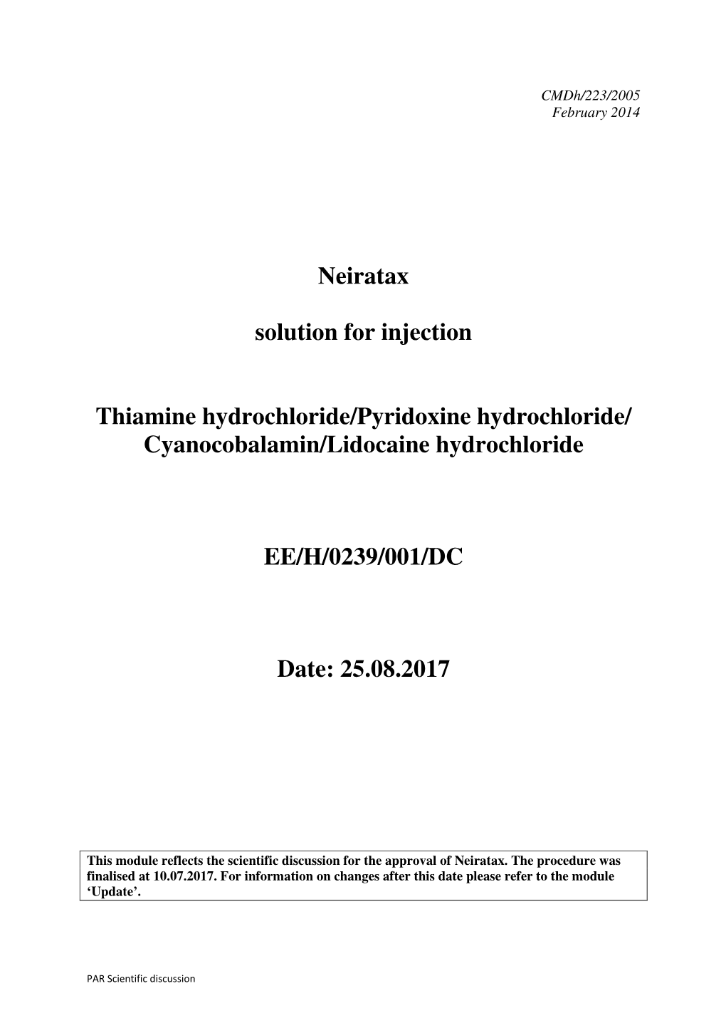 Neiratax Solution for Injection Thiamine Hydrochloride/Pyridoxine