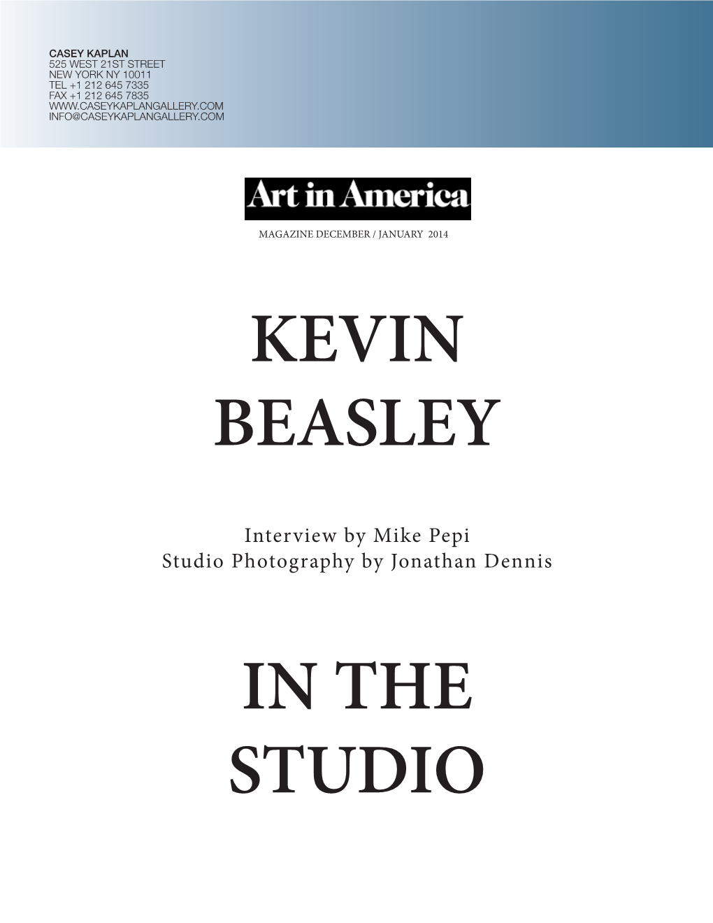 In the Studio Kevin Beasley