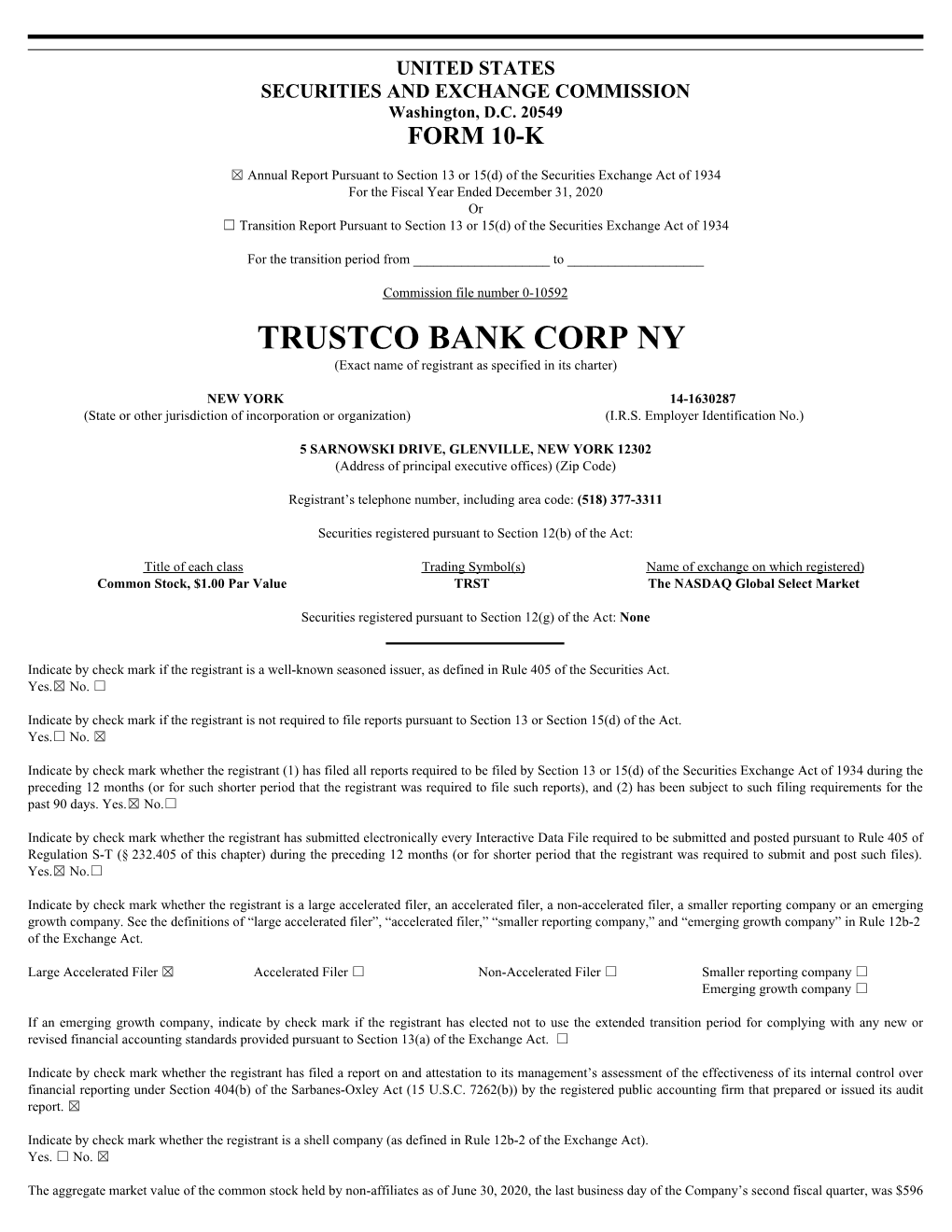 TRUSTCO BANK CORP NY (Exact Name of Registrant As Specified in Its Charter)