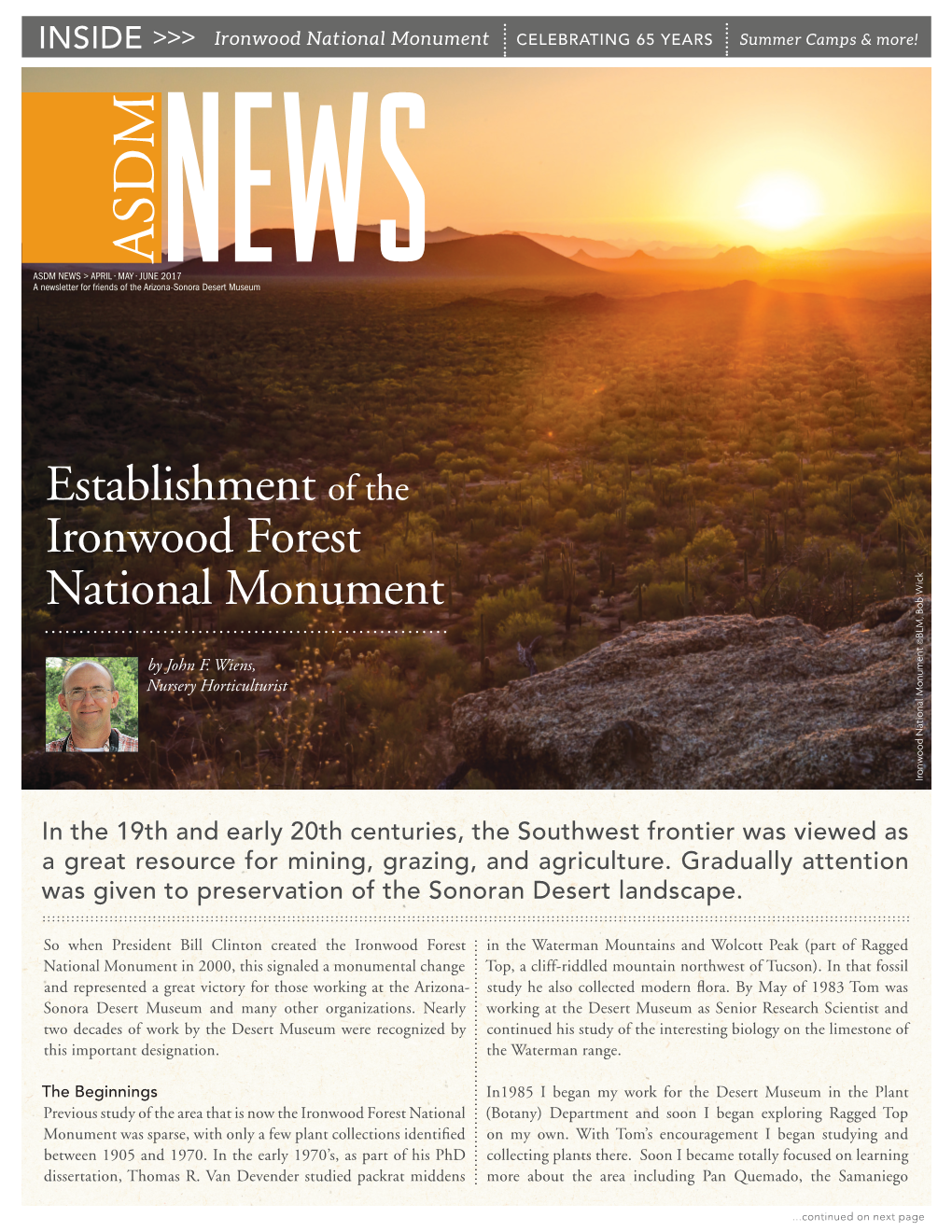 Establishment of the Ironwood Forest National Monument