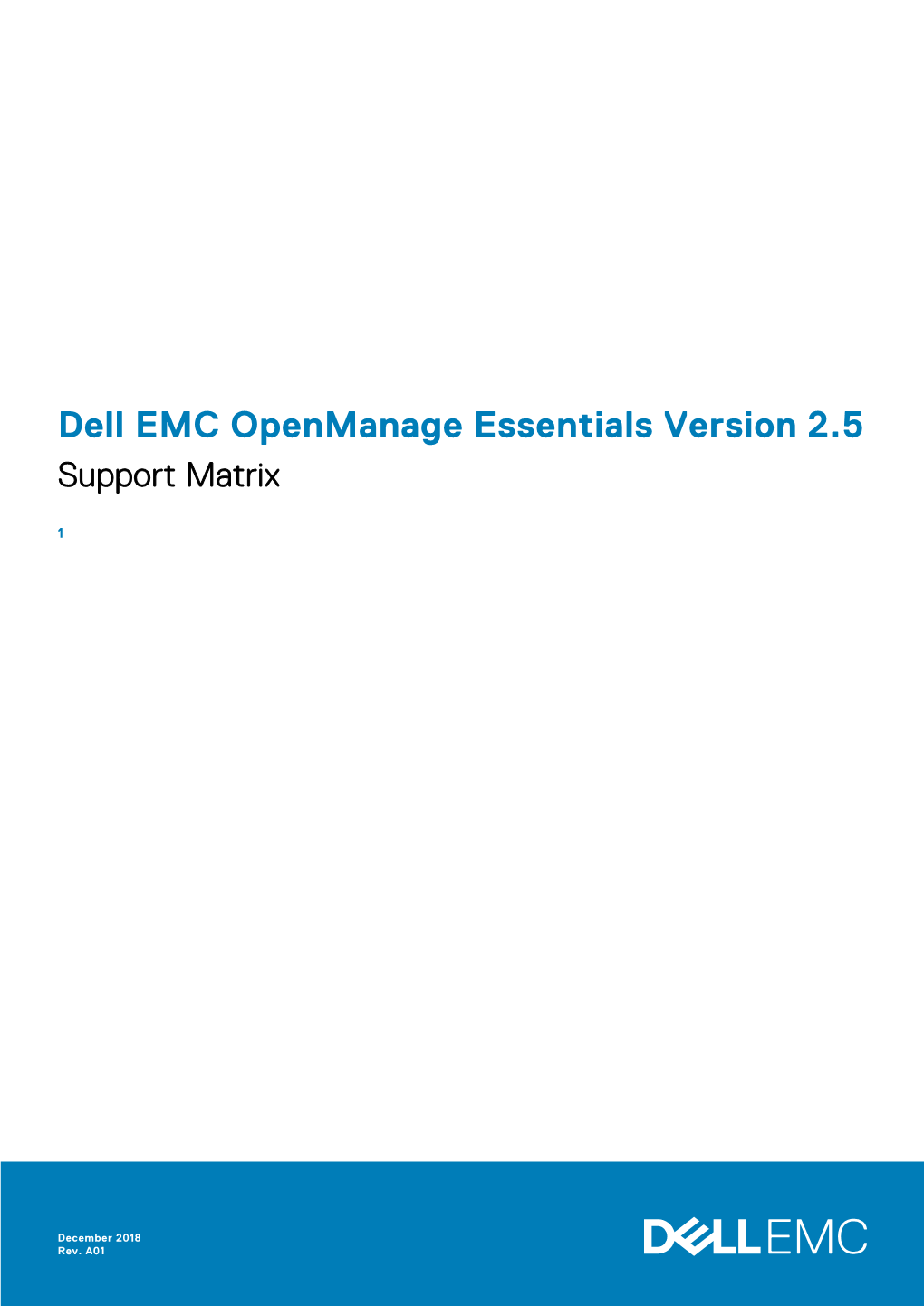 Dell EMC Openmanage Essentials Version 2.5 Support Matrix