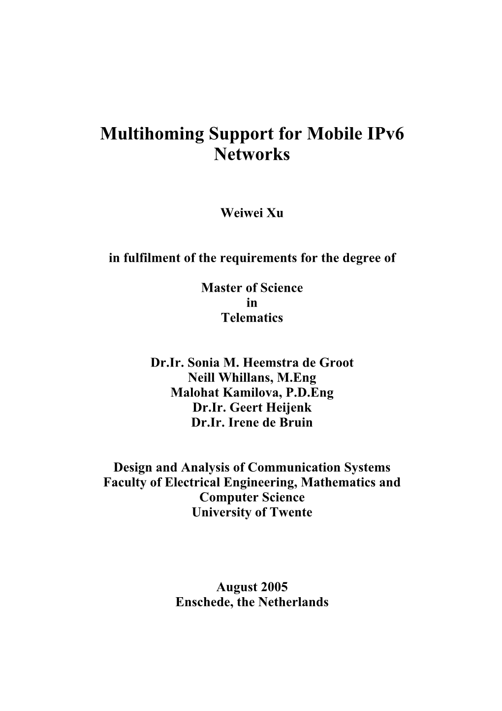 Multihoming Support for Mobile Ipv6 Networks