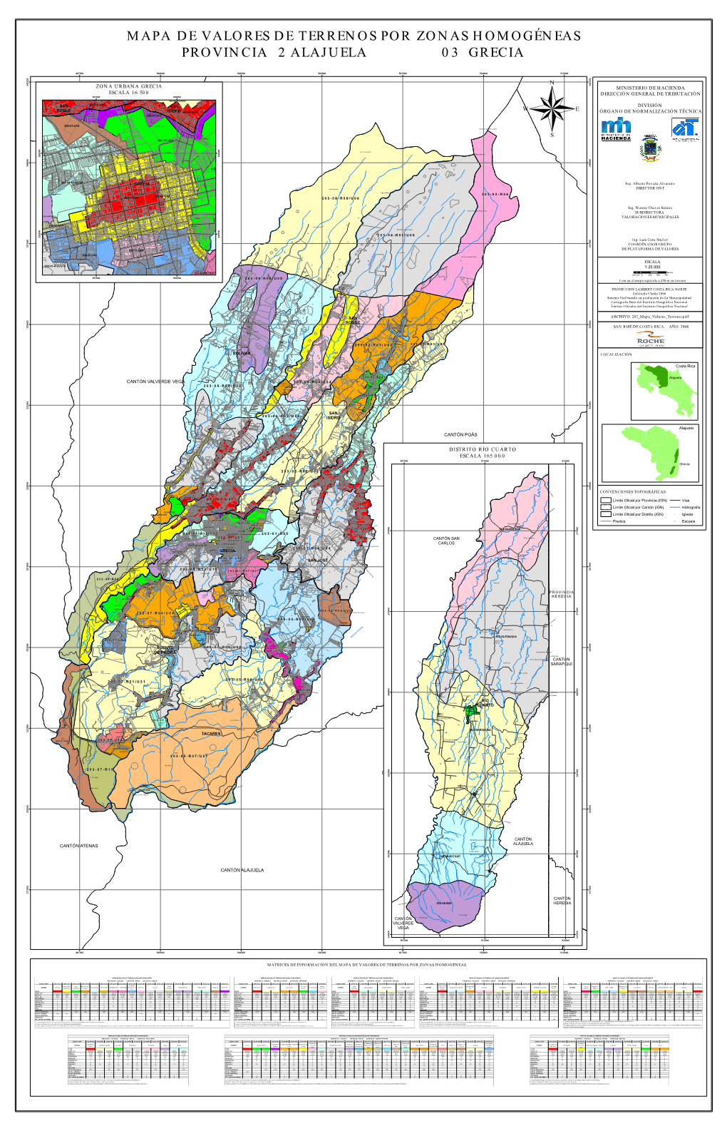 Mapa De Valores De Terrenos Por Zonas Homogéneas Provincia 2 Alajuela 03 Grecia