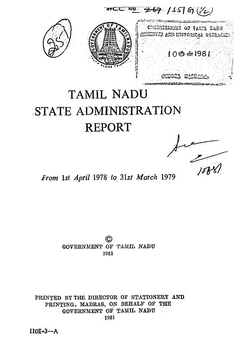 Tamil Nadu State Administration Report