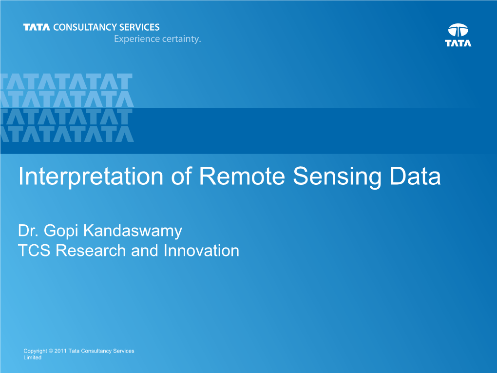 Interpretation of Remote Sensing Data