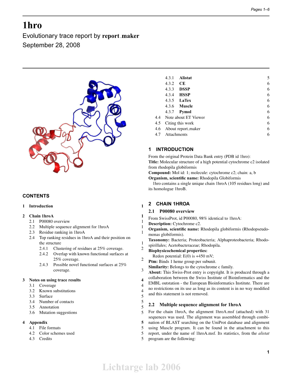 1Hro Lichtarge Lab 2006