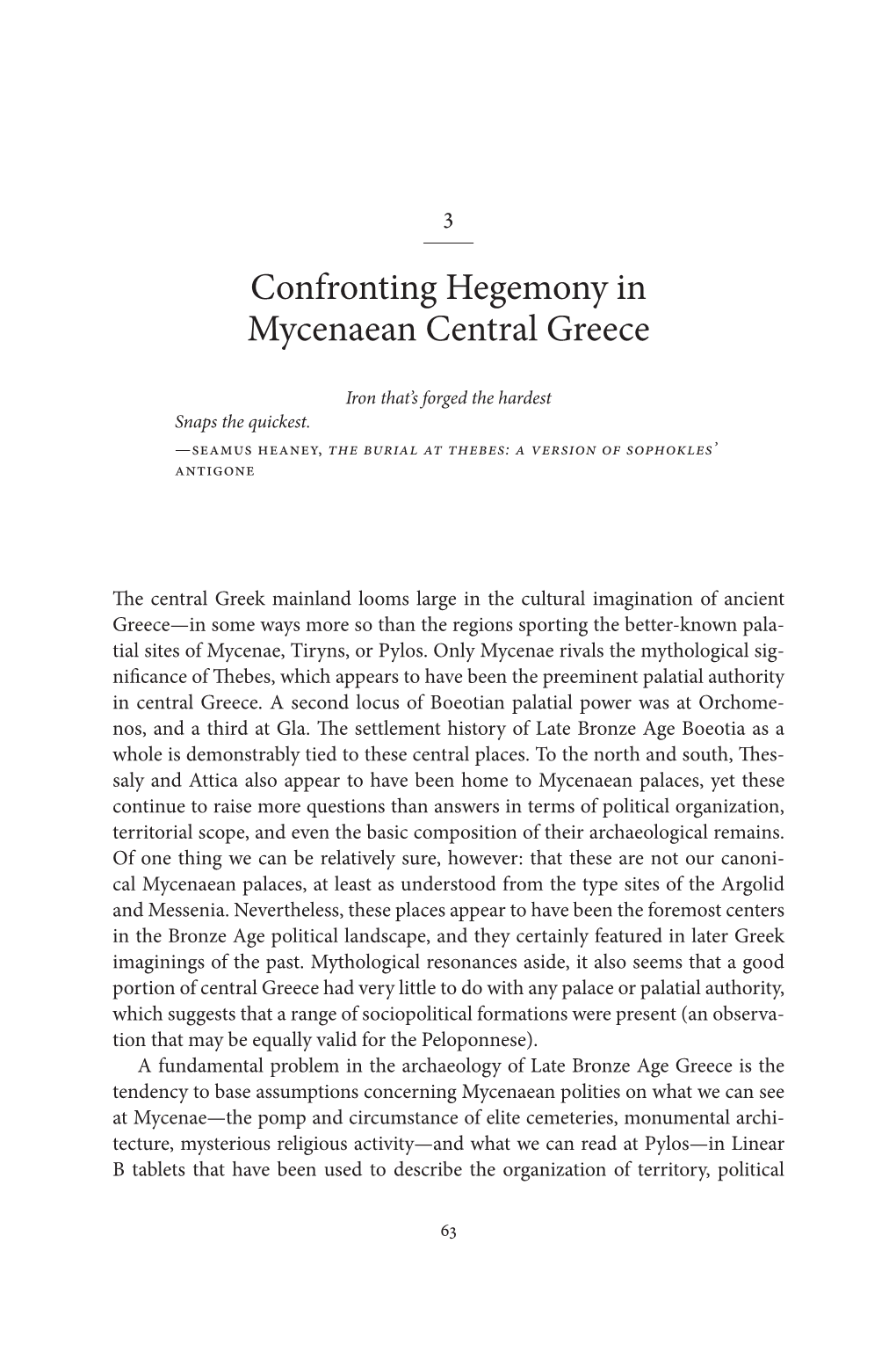 Confronting Hegemony in Mycenaean Central Greece