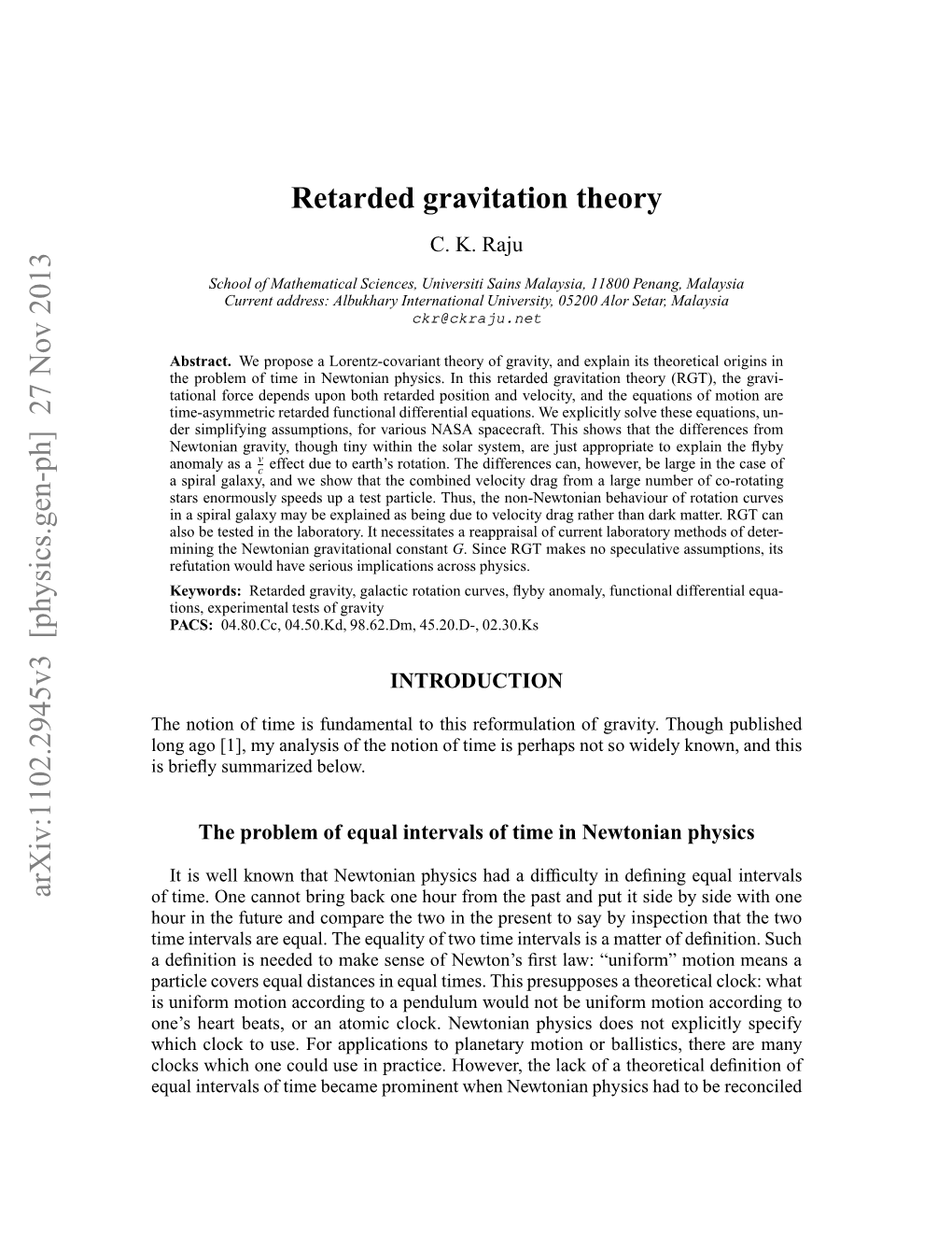 Retarded Gravitation Theory (RGT)