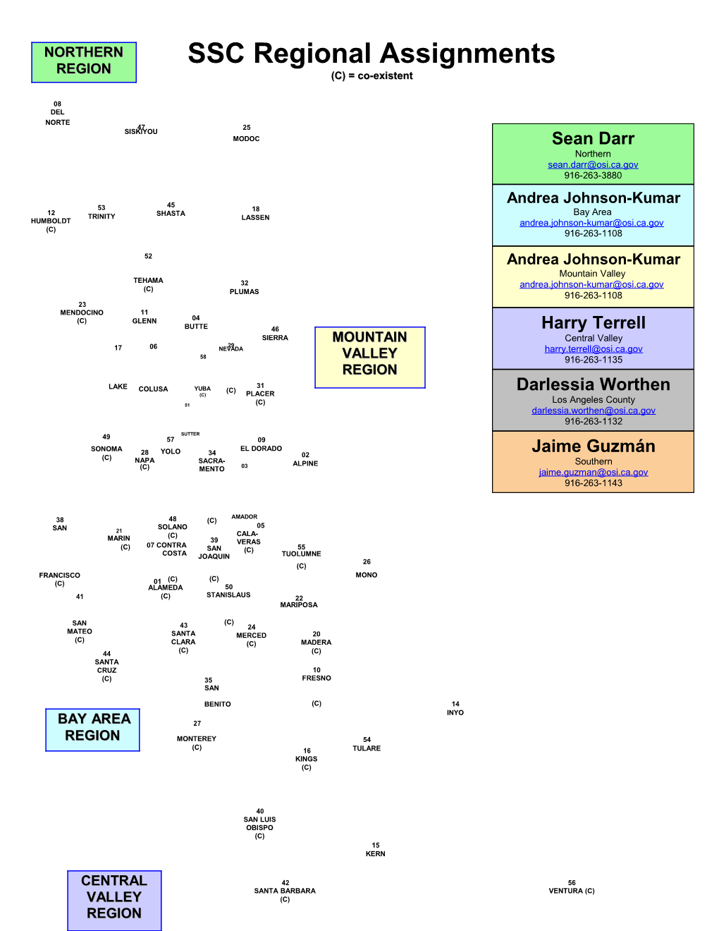 SSC Regional Assignments Map