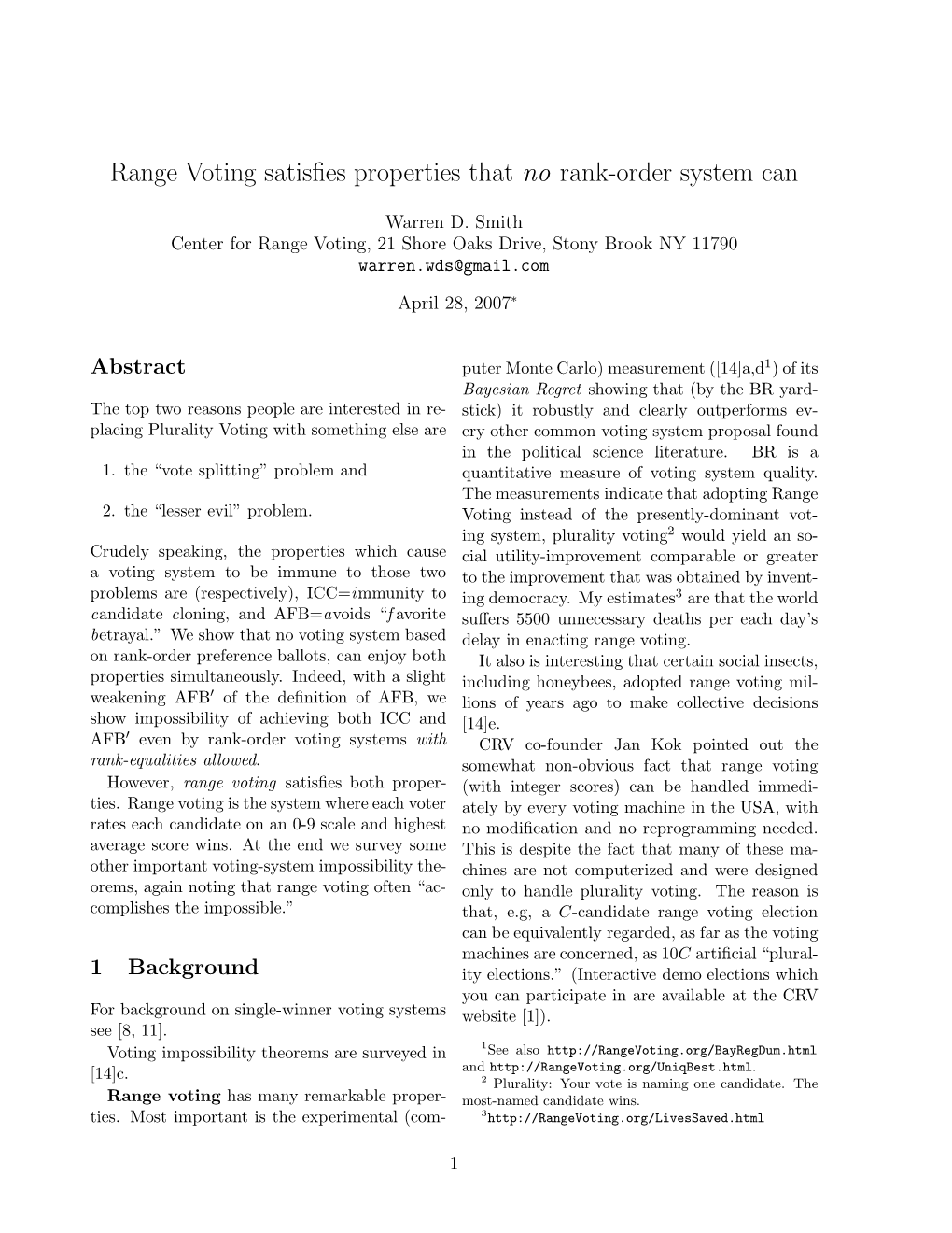 Range Voting Satisfies Properties That No Rank-Order System