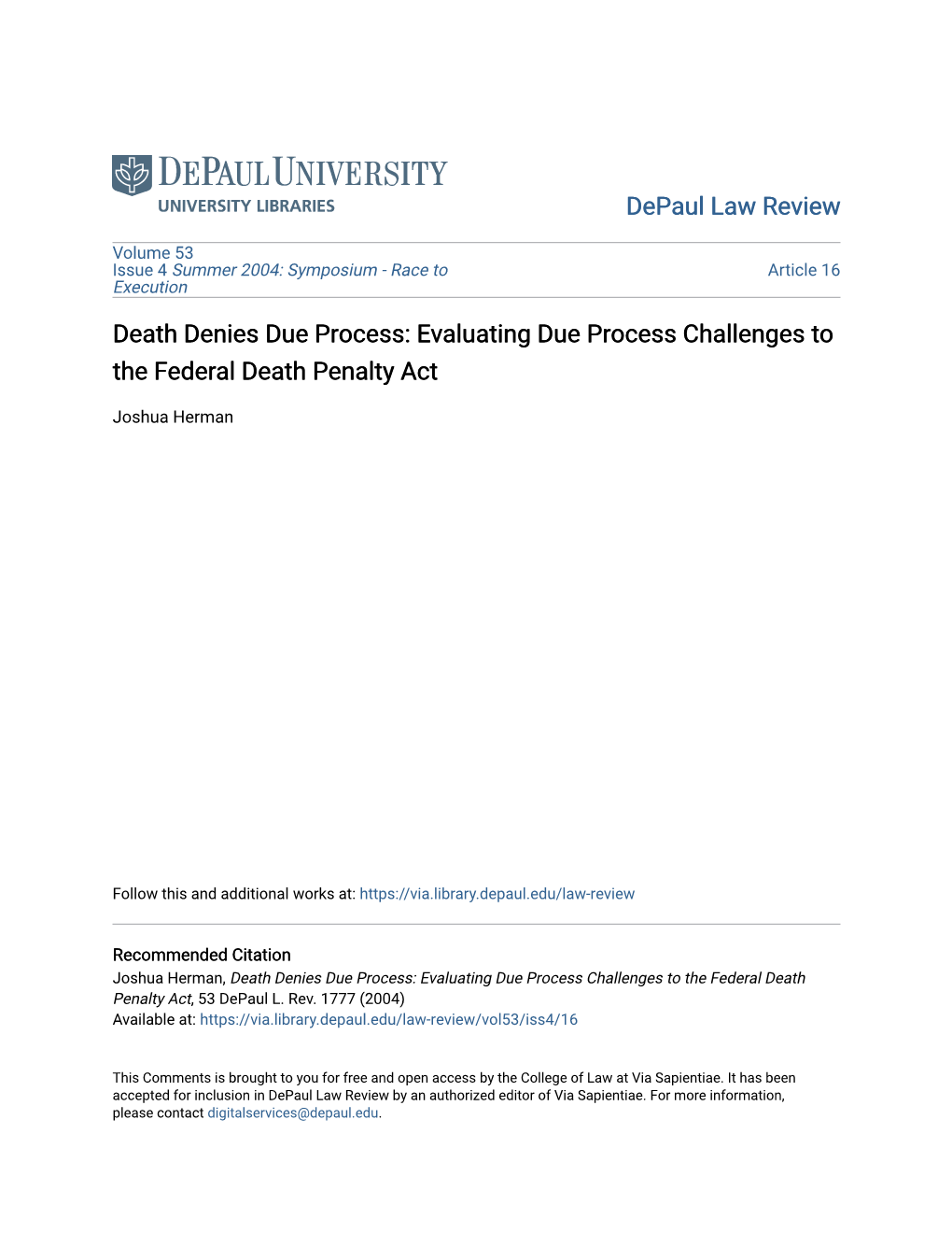 Evaluating Due Process Challenges to the Federal Death Penalty Act