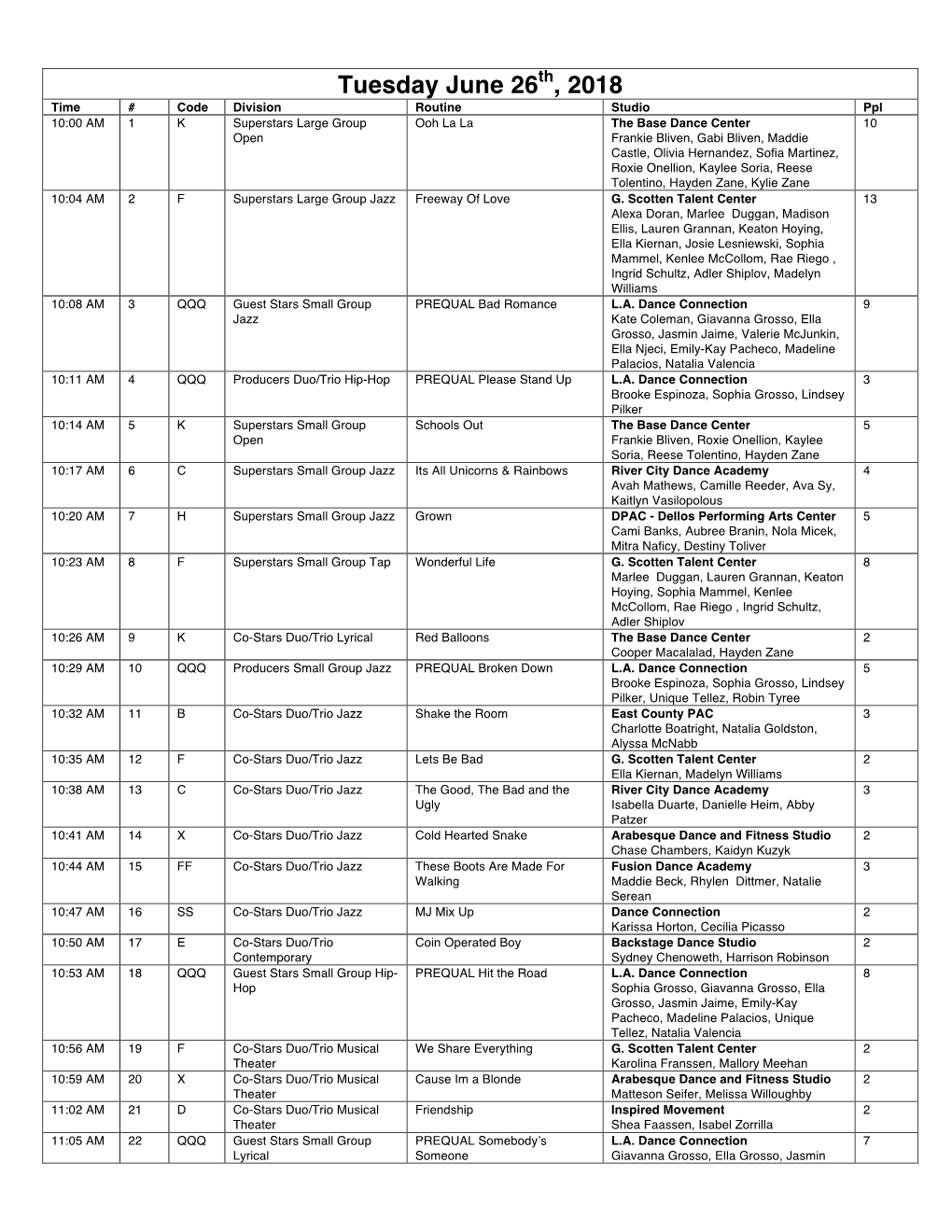 NF Final Schedule Program