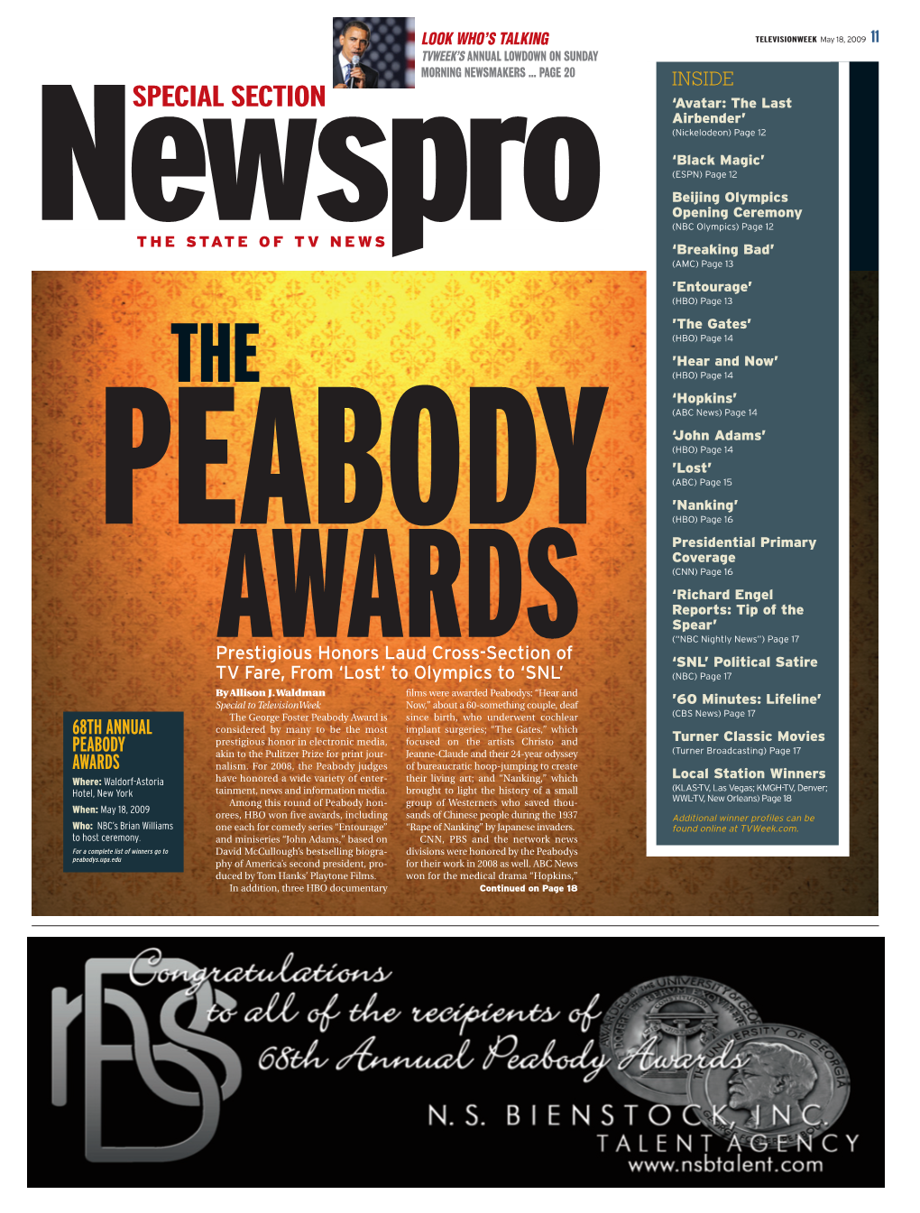 The Peabody Awards Also Recog- This Year, Denver’S KMGH-TV Won Services