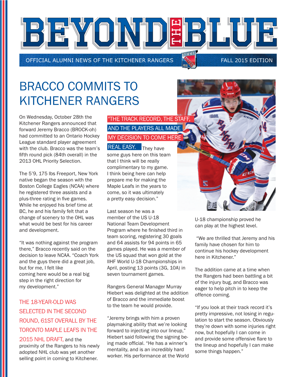 Bracco Commits to Kitchener Rangers