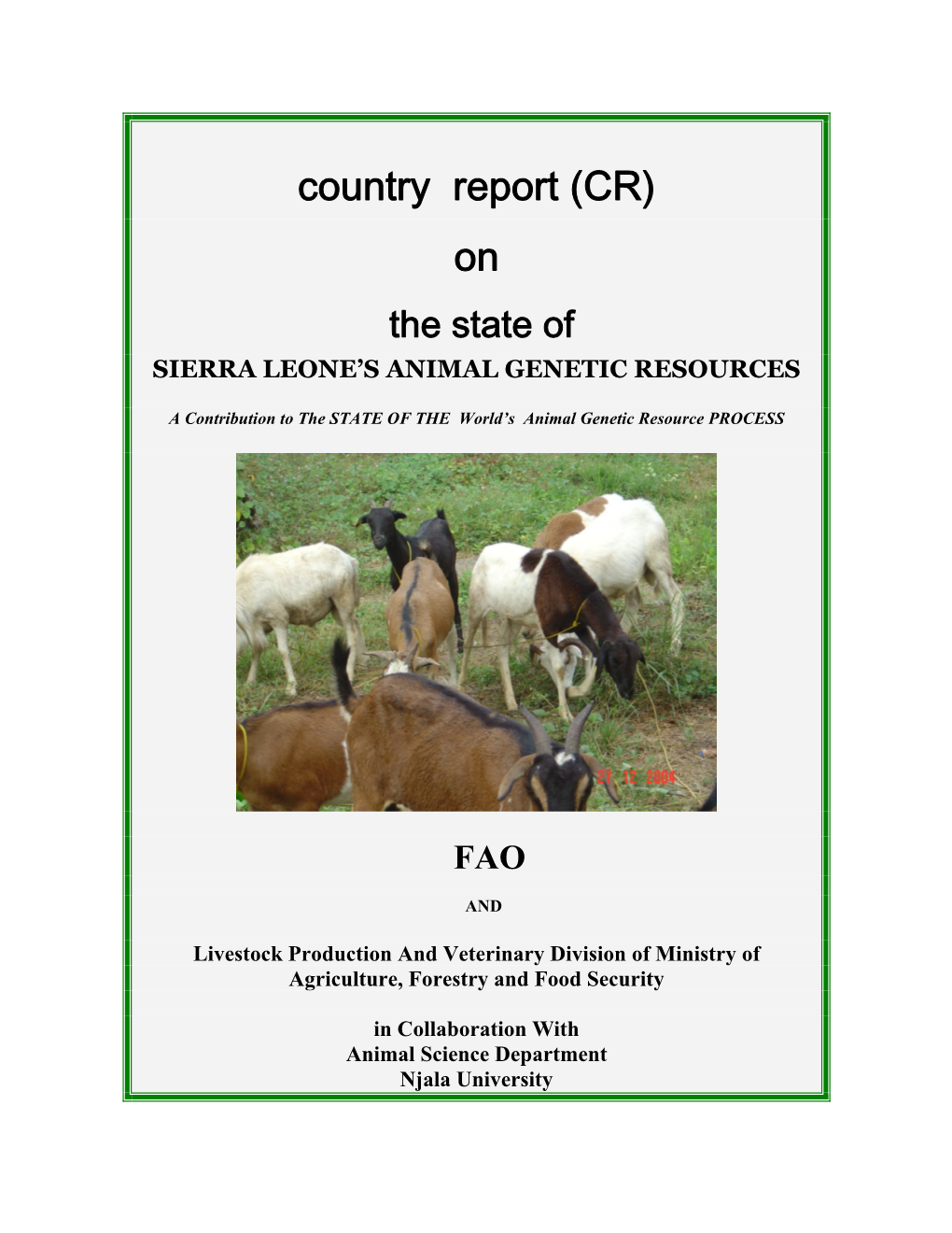 Sierra Leone's Animal Genetic Resources