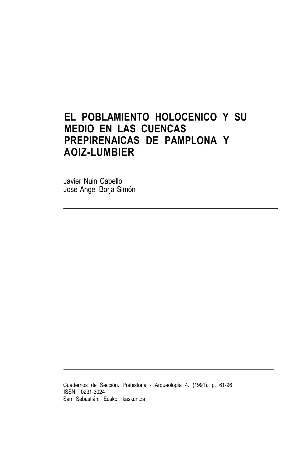 El Poblamiento Holocénico Y Su Medio En Las Cuencas Prepirenaicas De